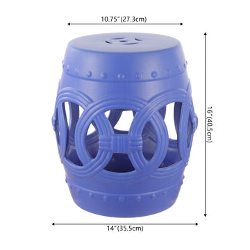 Lucky Coins 16" Chinese Ceramic Drum Garden Stool - JONATHAN Y